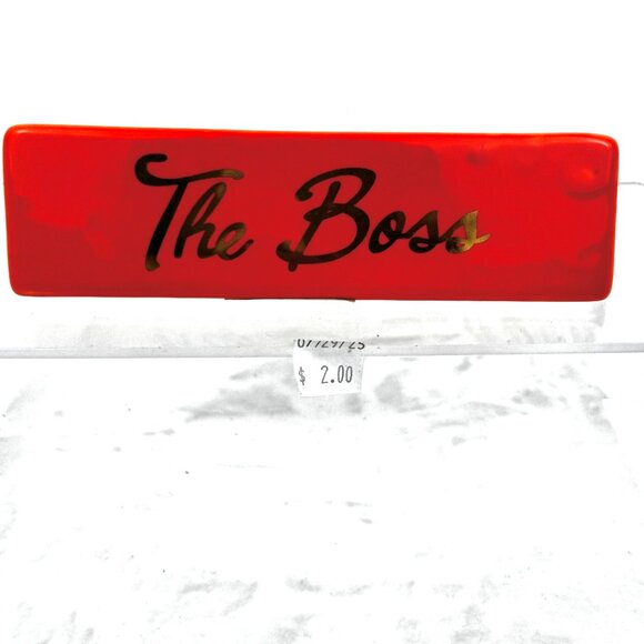 Ashland 7" Wedge Ceramic Tabletop Decor Sign The Boss/ killin' it Orange Gold - Picture 4 of 12